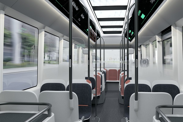 Návrh elektrického autobusu s modulárnym interiérom od spoločnosti Arrival.