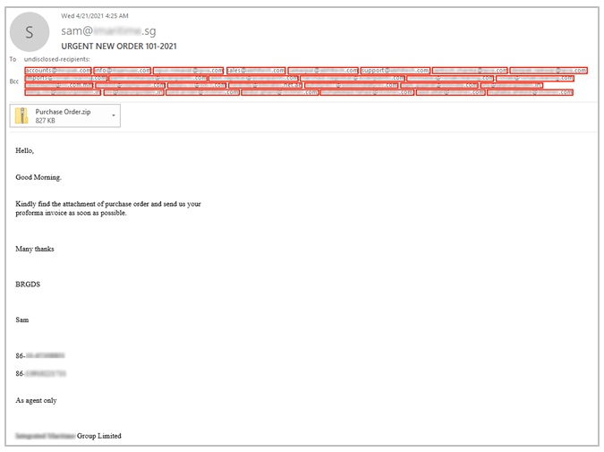 E-mail odoslaný ako súčasť útoku šíreného zneužitím zoznamu kontaktov obete.