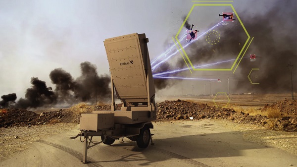 Energetická zbraň Leonidas je pripravená brániť proti narušiteľským rojom dronov.