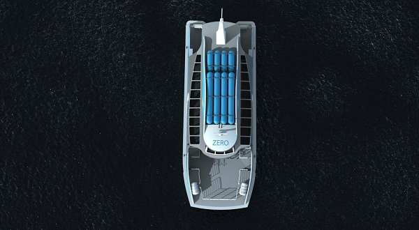 Vizualizácia prvého trajektu na svete s pohonom na vodík s názvom Sea Change.