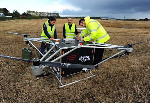 Spoločnosť Flowcopter začína letové testy prvého hydraulicky poháňaného dronu na svete.