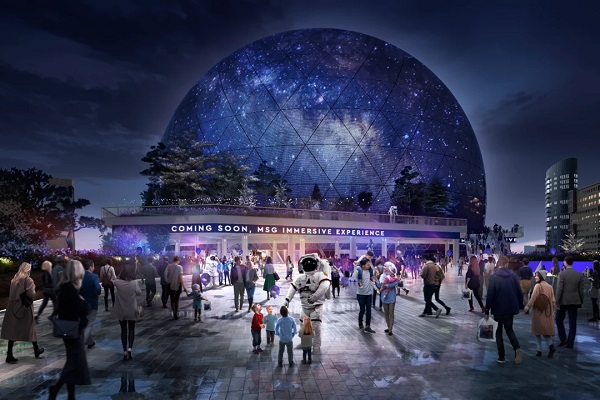MSG Sphere London dosiahne maximálnu výšku 90 m a priemer 120 m.