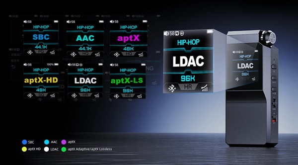  BTR17 podporuje štandardné dekódovanie BT spolu s AAC, aptX, aptX Low Latency, aptX Adaptive, aptX Lossless, aptX HD a LDAC.