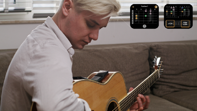 Inteligentné výučbové zariadenie hry na gitaru mu6label.