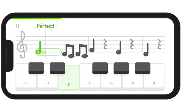 Hudobný výučbový program Duolingo Music.