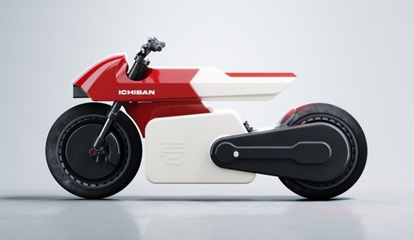 Koncept retro-futuristického elektrického motocykla Ichiban inšpirovaného anime Akira.