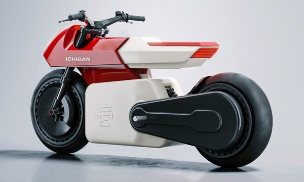 Koncept retro-futuristického elektrického motocykla Ichiban inšpirovaného anime Akira.