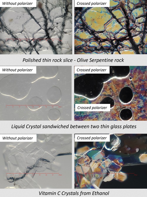 Polarizačná funkcia umožňuje vidieť dvojlomné materiály.