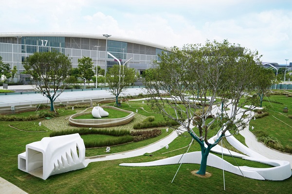 Park upravený pomocou technológie 3D tlače v Šen-čene.