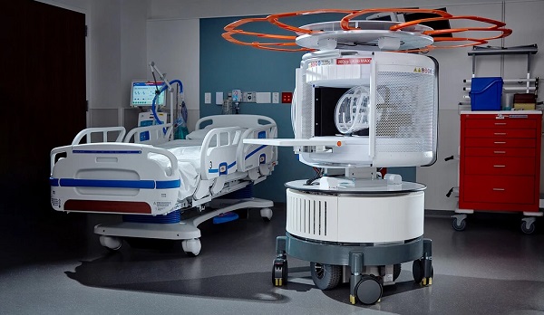 Prenosná magnetická rezonancia Hyperfine stojí len zlomok bežného prístroja MRI.