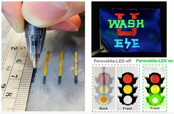 Príklady viacfarebných rozťahovacích LED displejov nakreslených guľôčkovými perami s novým atramentom.