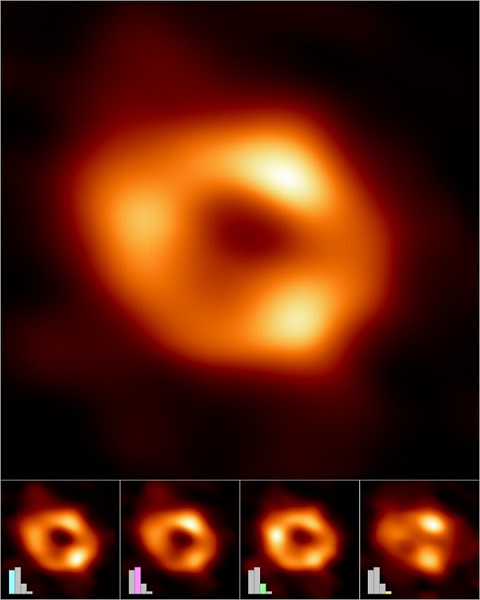 Jediná snímka čiernej diery Sagittarius A* vznikla spojením viacerých snímok získaných vedcami z Event Horizon Telescope Collaboration.