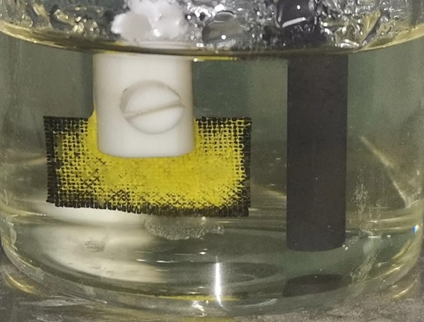 Katóda zobrazujúca akumuláciu z vody obohatenej uránom.