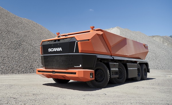 Koncept autonómneho sklápacieho nákladného vozidla Scania AXL.