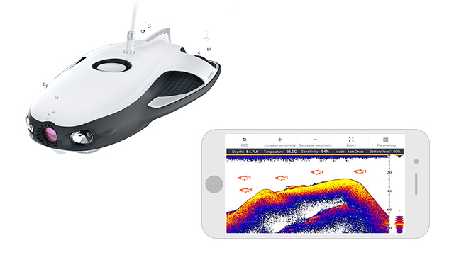 Dron PowerRay je okrem kamery vybavený aj odnímateľným modulom PowerVision, ktorý zbiera informácie o teplote vody, hĺbke, teréne dna a samozrejme aj o množstve rýb v okolí dronu.