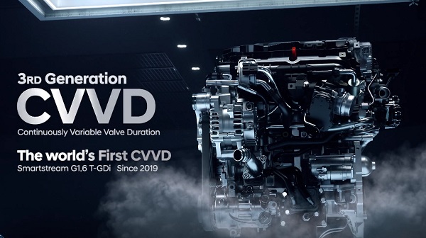 Nová technológia Hyundai Continuosly Variable Valve Duration (CVVD) dokáže kontinuálne meniť trvanie otvárania ventilov tak, aby čo najlepčie vyhovovali jazdným podmienkam.
