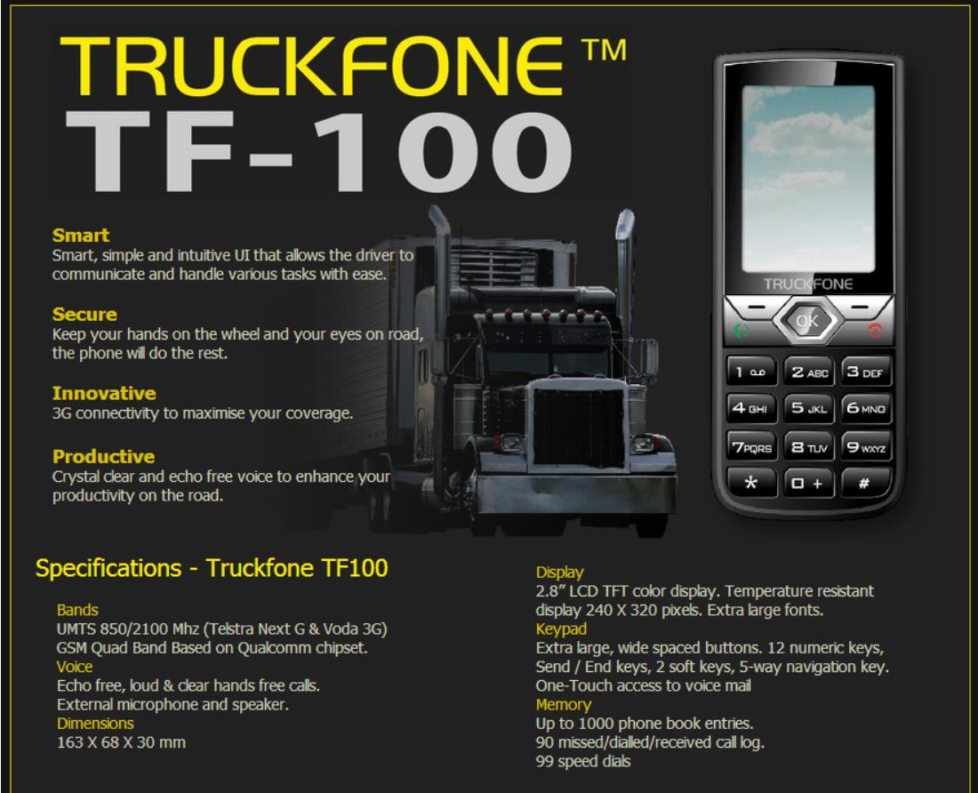 Telefón pre kamionistov Truckfone TF-100