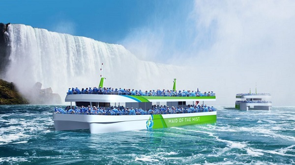 Plne elektrické turistické lode Maid of the Mist budú čoskoro prepravovať návštevníkov k Niagarským vodopádom.