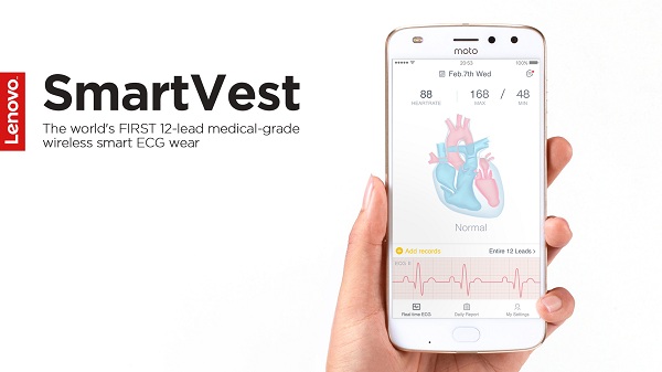 Lenovo SmartVest je inteligentné tielko s EKG monitorom pre celodenné sledovanie srdcového rytmu nositeľa.