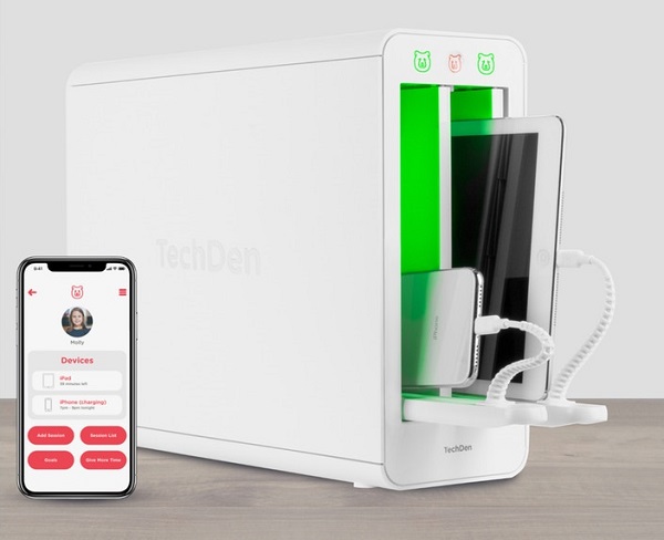 Systém TechDen pozostáva z mobilnej aplikácie pre operačné systémy iOS a Android a z fyzickej uzamykateľnej stanice.