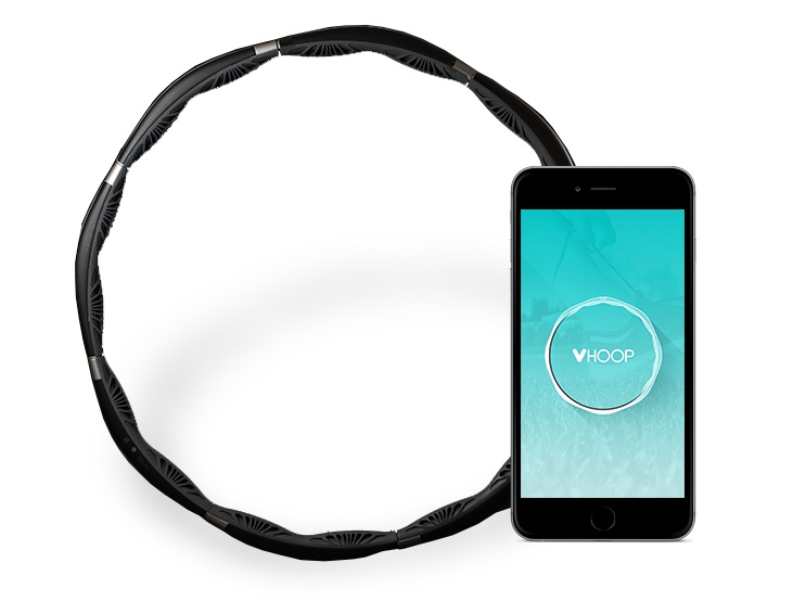 Fitness obruč VHOOP spolupracuje s mobilnou aplikáciou vo smartfóne používateľa, s ktorou sa spája prostredníctvom Bluetooth pripojenia. 