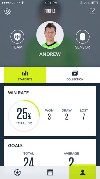 Sprievodná mobilná aplikácia analyzuje dáta zo senzora Zepp Play Soccer