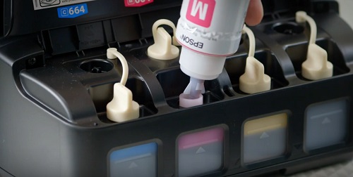Epson, EcoTank, nádrž, kazeta, náplň, atrament, výmena atramentu, farebná tlačiareň, atramentová tlačiareň, úsporná tlačiareň, Expression, WorkFroce, WorkForce Pro, technológie, novinky