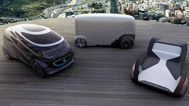 Koncept Mercedes-Benz Vision Urbanetic pre modulárnu autonómnu mestskú dopravu.
