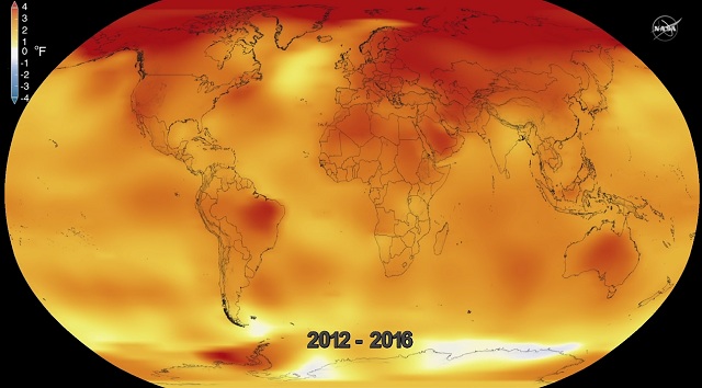 NASA vydala správu, že rok 2016 bol najteplejším rokom od počiatku záznamu priemerných globálnych povrchovových teplôt od roku 1880